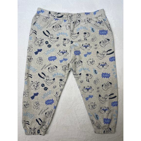 Disney Critters Animal Dogs Blue Gray Sweatpants XXL Jogger Loungewear Casual - Picture 1 of 10
